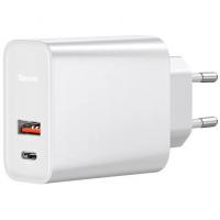 Сетевое зарядное устройство Baseus 1xUSB&1xUSB-C*5000mAh 30W (White/Белый)