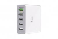 Сетевое зарядное устройство Hoco C18A 4xUSB*2400mAh +1xUSB*3000mAh (White/Белый)