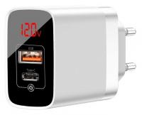 Сетевое зарядное устройство Baseus 1xUSB&1xUSB-C*3000mAh (White/Белый)