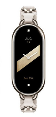 Фитнес-браслет Xiaomi Mi Band 8, ремешок из кожано-металлических звеньев (White/Белый)