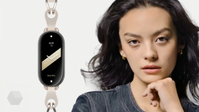 Фитнес-браслет Xiaomi Mi Band 8, ремешок из кожано-металлических звеньев (White/Белый)