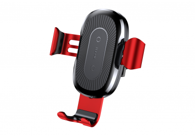 Автомобильный держатель с беспроводной зарядкой Auto Qi Baseus Gravity Mount (Red/Красный)