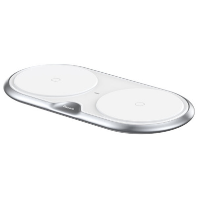Беспроводное зарядное устройство Qi Baseus Dual Wireless Charger 10W (Silver/Серебристый)