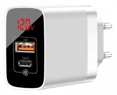 Сетевое зарядное устройство Baseus 1xUSB&1xUSB-C*3000mAh (White/Белый)