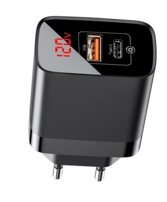 Сетевое зарядное устройство Baseus 1xUSB&1xUSB-C*3000mAh (Black/Черный)