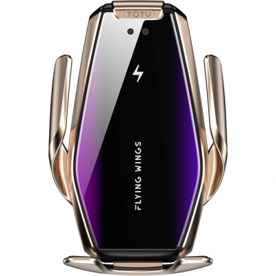 Автомобильный держатель с беспроводной зарядкой Auto Qi Totu Wireless Charger S7/King Series II (Gold/Золотой)
