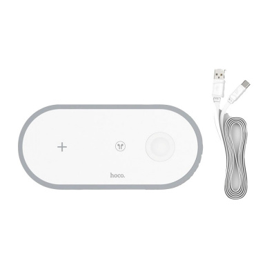 Беспроводное зарядное устройство Qi Hoco CW24 3in1 10W (White/Белый)