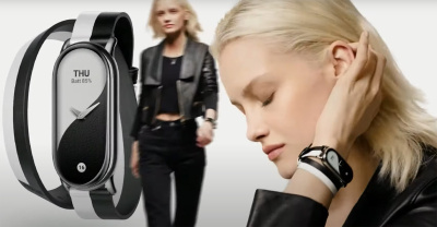 Фитнес-браслет Xiaomi Mi Band 8, двойной кожаный ремешок (Black,White/Черно-белый)