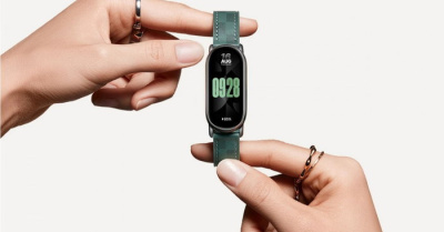 Фитнес-браслет Xiaomi Mi Band 8, кожаный ремешок (Green/Зеленый)