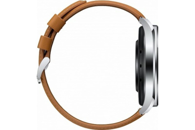 Смарт-часы Xiaomi Mi Watch S1 (1,43"), серебристый стальной корпус, коричневый кожаный ремешок