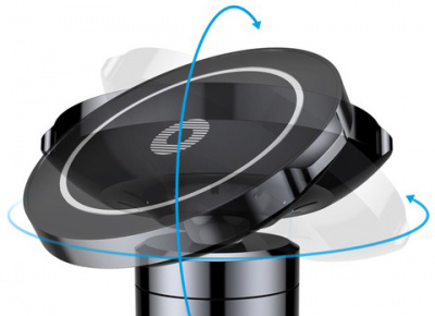 Автомобильный держатель с беспроводной зарядкой Auto Qi Baseus Magnetic (Black/Черный)
