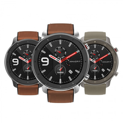 Смарт-часы Xiaomi Amazfit GTR 47mm Allum. +Leather strap (Silver/Brown)