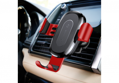 Автомобильный держатель с беспроводной зарядкой Auto Qi Baseus Gravity Mount (Red/Красный)