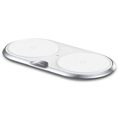 Беспроводное зарядное устройство Qi Baseus Dual Wireless Charger 10W (Silver/Серебристый)