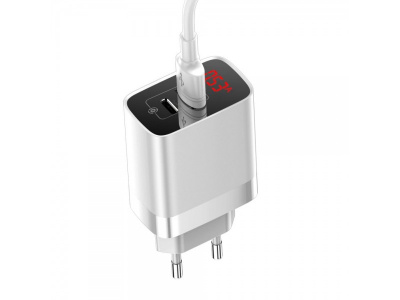Сетевое зарядное устройство Baseus 1xUSB&1xUSB-C*3000mAh (White/Белый)