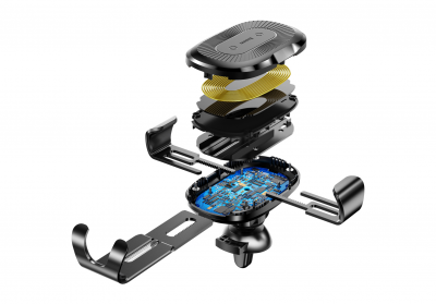 Автомобильный держатель с беспроводной зарядкой Auto Qi Baseus Gravity Mount (Black/Черный)