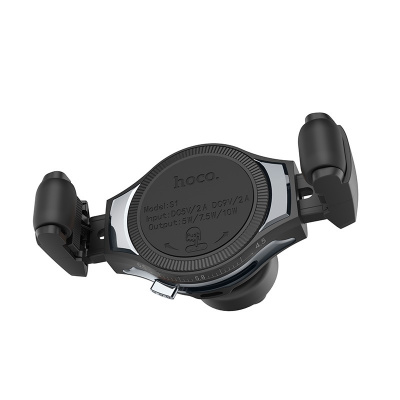 Автомобильный держатель с беспроводной зарядкой Auto Qi Hoco S1 (Metal Gray/Серый)