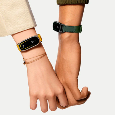 Фитнес-браслет Xiaomi Mi Band 8, кожано-нейлоновый ремешок (Yellow/Желтый)