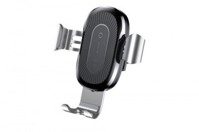 Автомобильный держатель с беспроводной зарядкой Auto Qi Baseus Gravity Mount (Silver/Серебро)