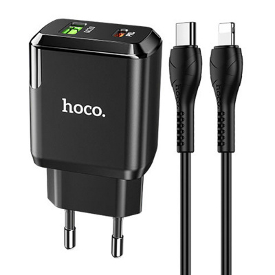 Сетевое зарядное устройство Hoco N5 USB+USB-C*3000mAh (Black/Черный)