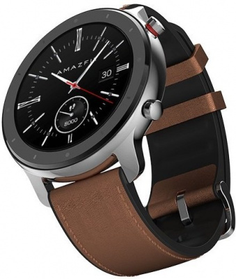 Смарт-часы Xiaomi Amazfit GTR 47mm Allum. +Leather strap (Silver/Brown)
