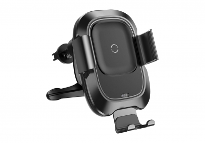 Автомобильный держатель с беспроводной зарядкой Auto Qi Baseus Car Charger Smart (Black/Черный)