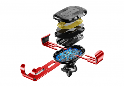 Автомобильный держатель с беспроводной зарядкой Auto Qi Baseus Gravity Mount (Red/Красный)