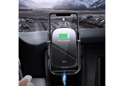 Автомобильный держатель с беспроводной зарядкой Auto Qi Baseus Car Charger Rock-Solid (Black/Черный)