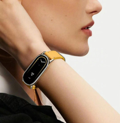 Фитнес-браслет Xiaomi Mi Band 8, кожано-нейлоновый ремешок (Yellow/Желтый)
