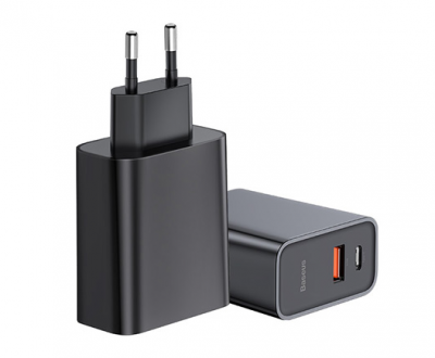 Сетевое зарядное устройство Baseus 1xUSB&1xUSB-C*5000mAh 30W (Black/Черный)